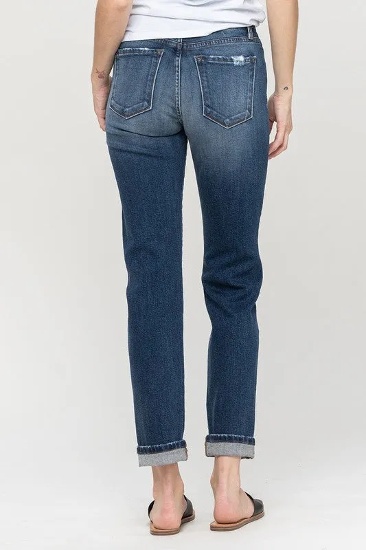 Flying Monkey Cuffed Stretch Boyfriend Jeans