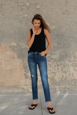 Flying Monkey Cuffed Stretch Boyfriend Jeans