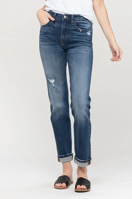 Flying Monkey Cuffed Stretch Boyfriend Jeans