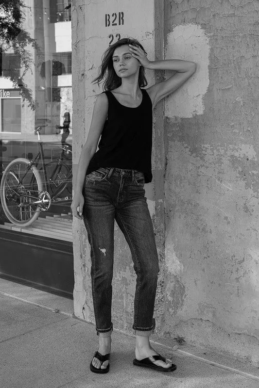 Flying Monkey Cuffed Stretch Boyfriend Jeans