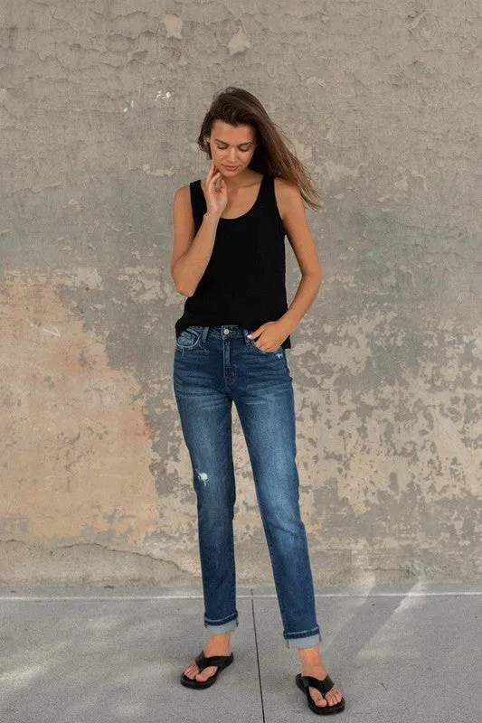 Flying Monkey Cuffed Stretch Boyfriend Jeans