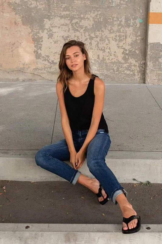 Flying Monkey Cuffed Stretch Boyfriend Jeans