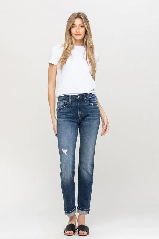 Flying Monkey Cuffed Stretch Boyfriend Jeans