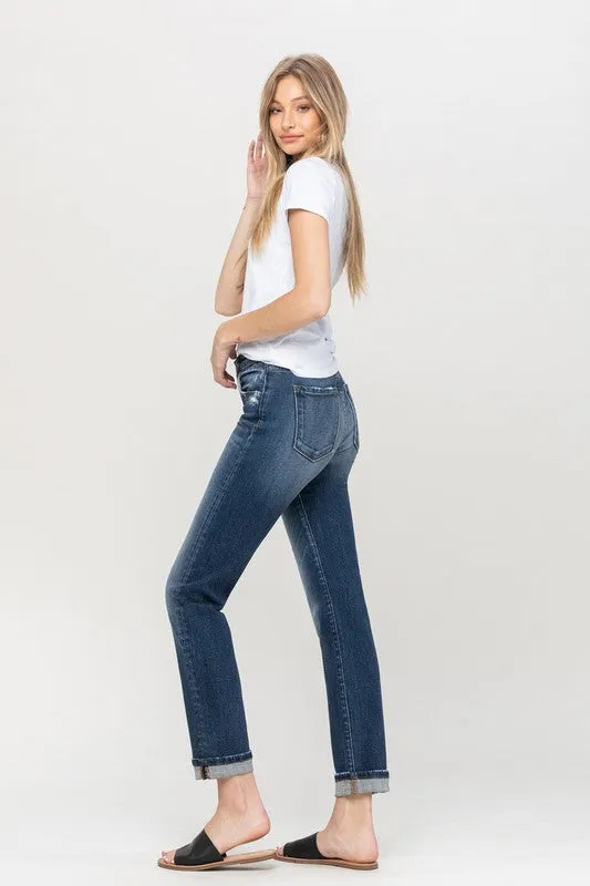 Flying Monkey Cuffed Stretch Boyfriend Jeans