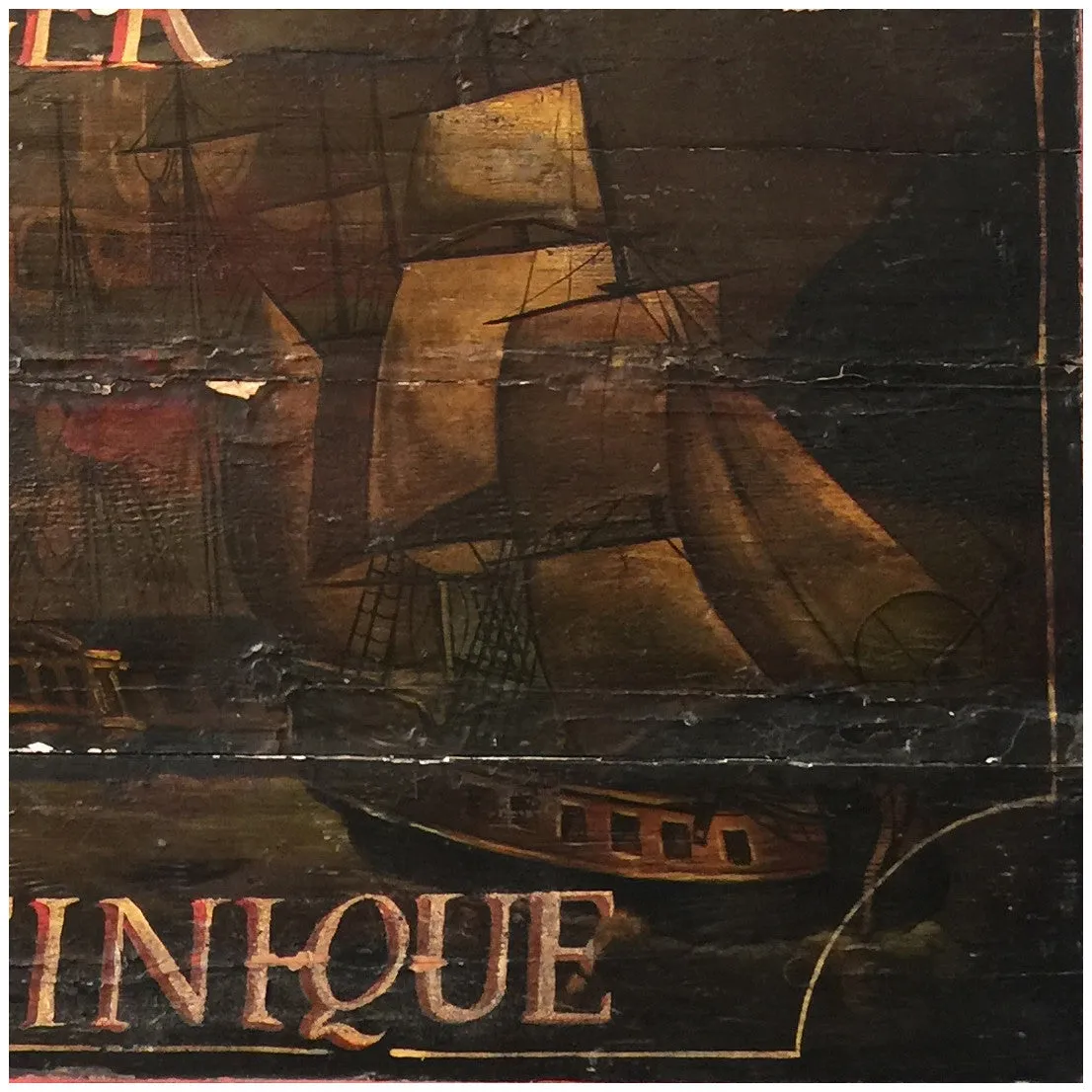 French Antique Pub Sign "R.L. Cabot Wharfinger Martinique" c1910