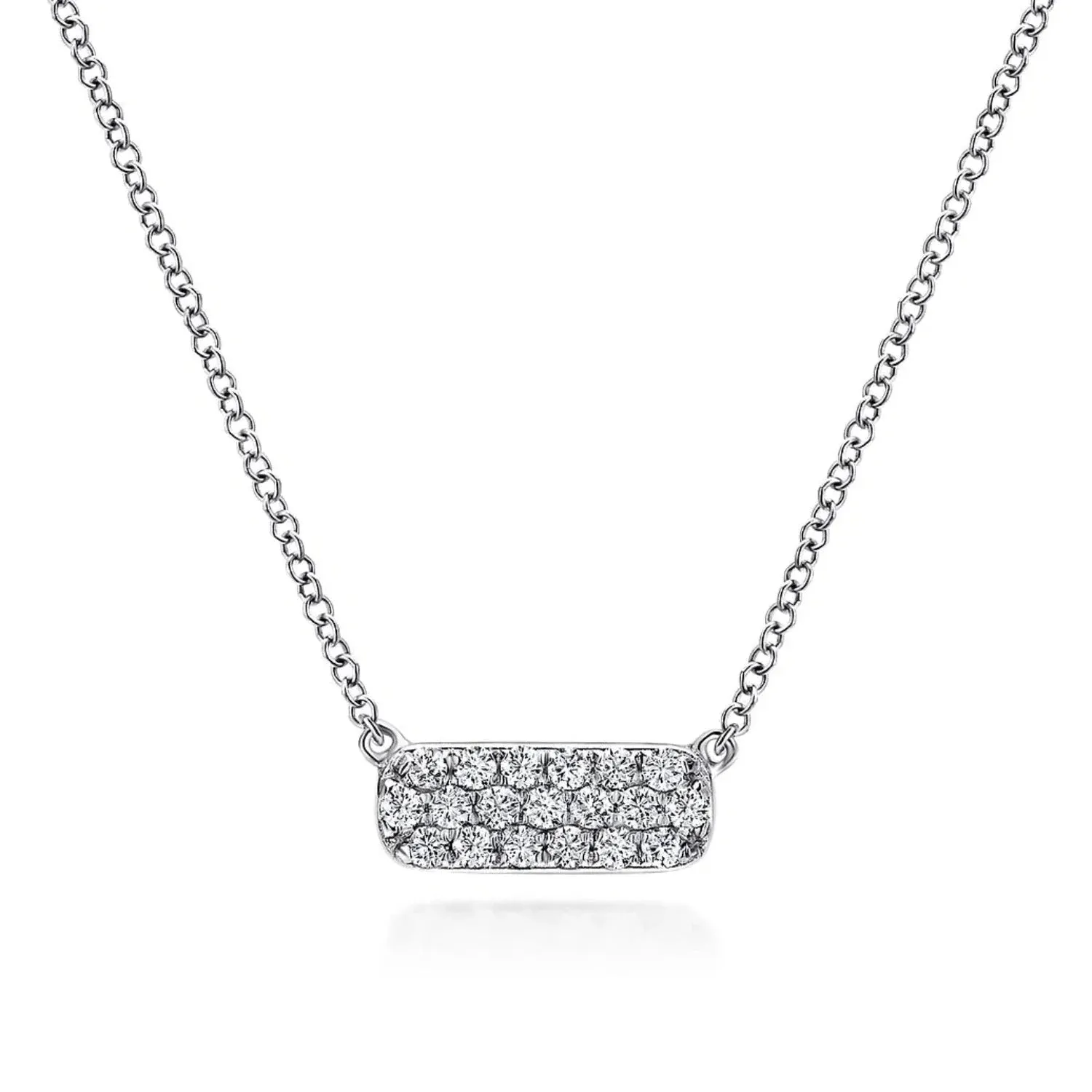 Gabriel & Co. Rectangular Pave Diamond Bar Fashion Necklace