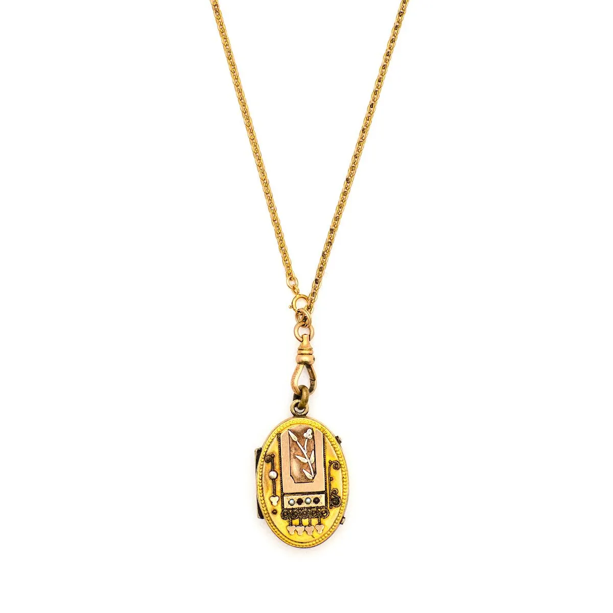 Garnet & Pearl Oval Locket