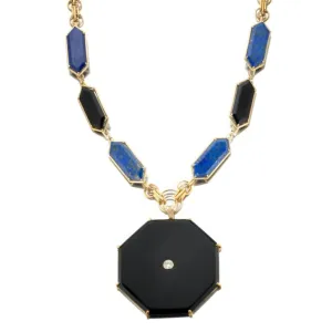 Geo Nova - Lapis Lazuli, Onyx, Diamond Matinée Necklace