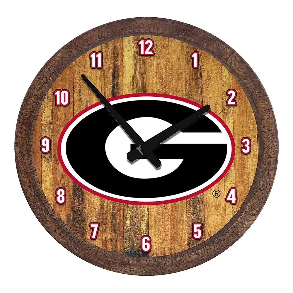 Georgia Bulldogs: "Faux" Barrel Top Wall Clock