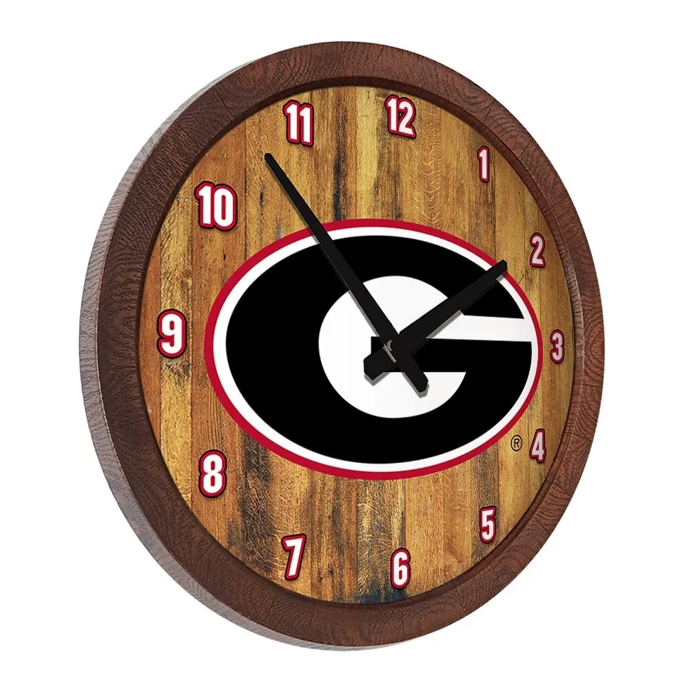 Georgia Bulldogs: "Faux" Barrel Top Wall Clock