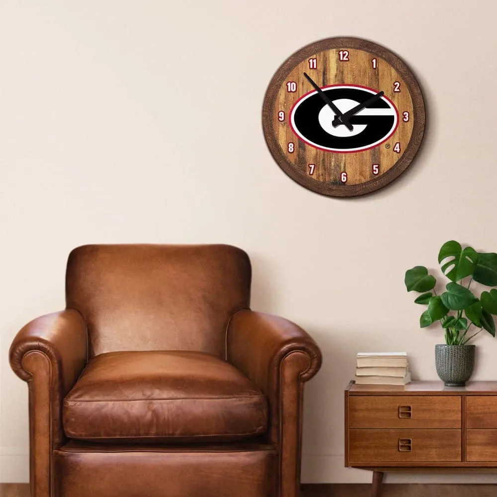 Georgia Bulldogs: "Faux" Barrel Top Wall Clock