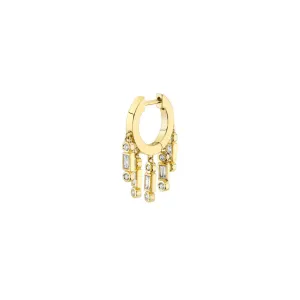 Gold & Diamond Baguette Fringe Huggie Hoops