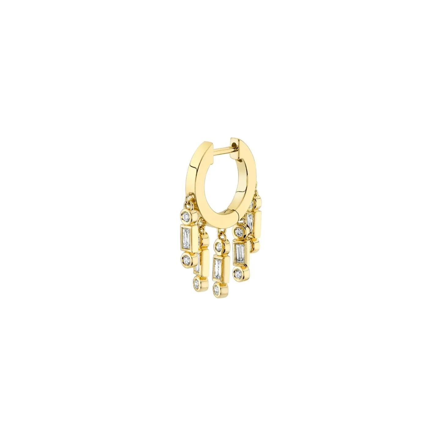 Gold & Diamond Baguette Fringe Huggie Hoops