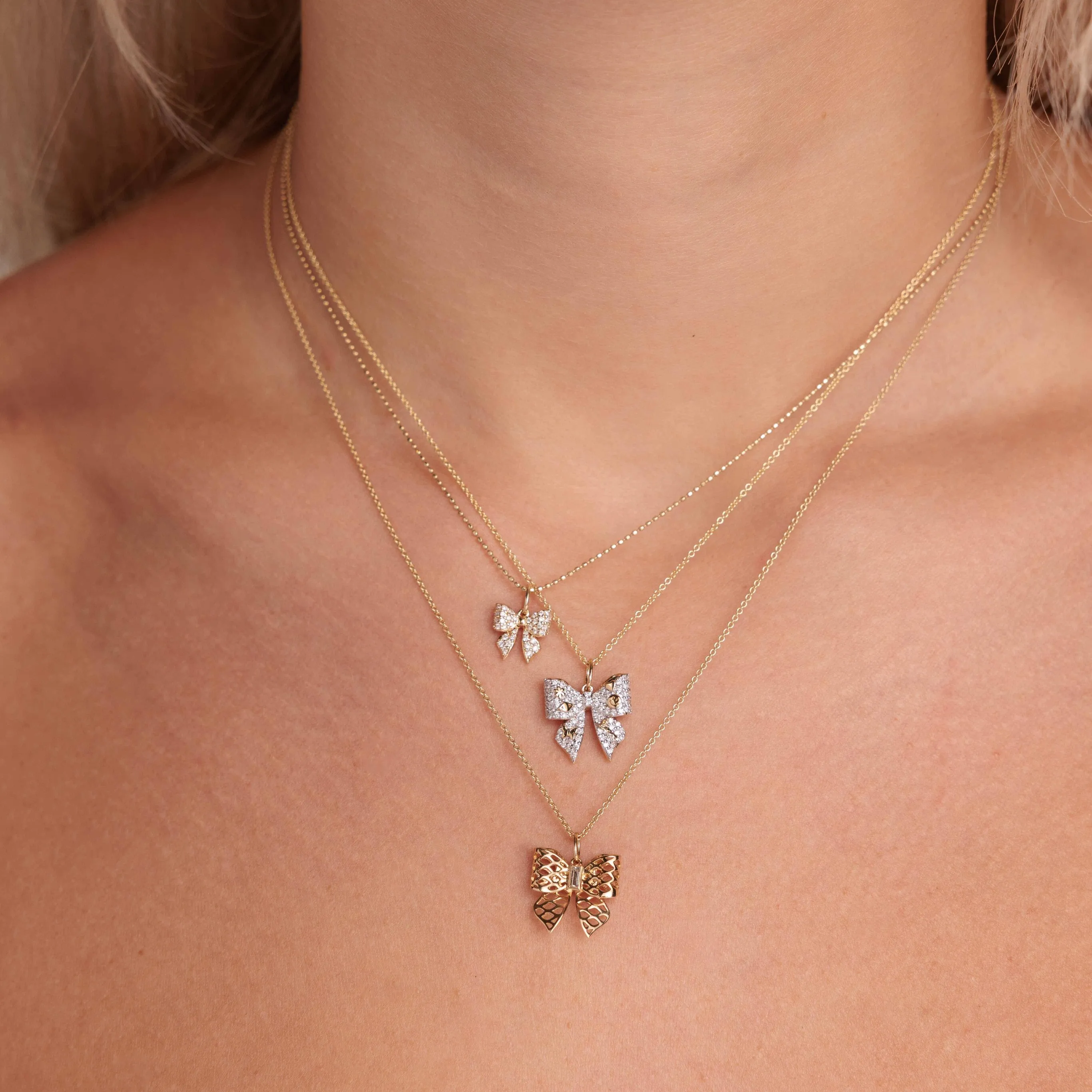 Gold & Diamond Small Bow Charm