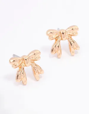 Gold Bow Stud Earrings