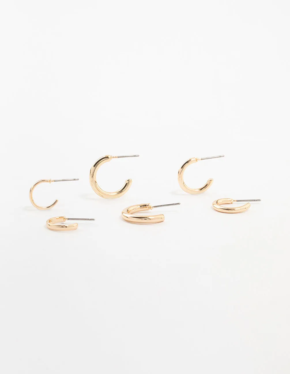 Gold Graduating Clean Huggie Earrings 3-Pack