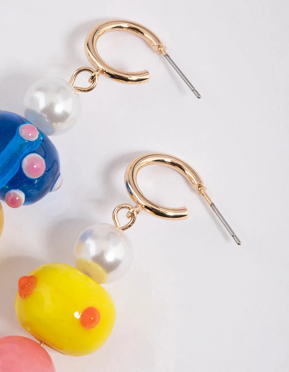 Gold Multi Round Beaded Earrings