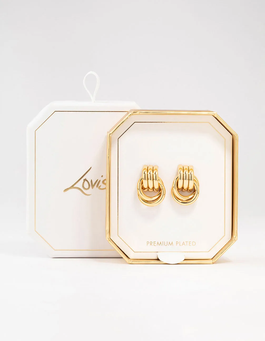 Gold Plated Vintage Knotted Stud Earrings