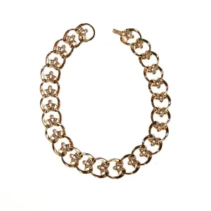 Gold Scroll Link Rhinestone Choker Necklace