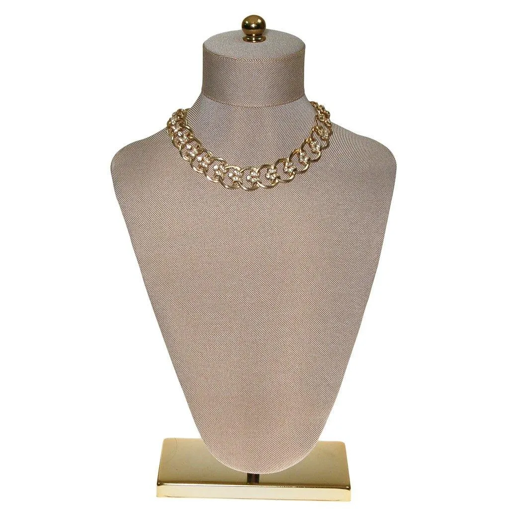 Gold Scroll Link Rhinestone Choker Necklace