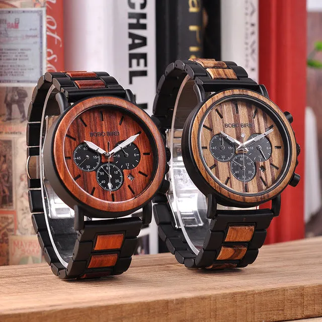 Gold Watch Men Luxury Brand Wooden