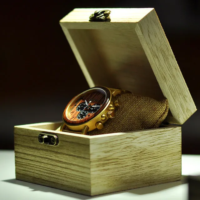 Gold Watch Men Luxury Brand Wooden