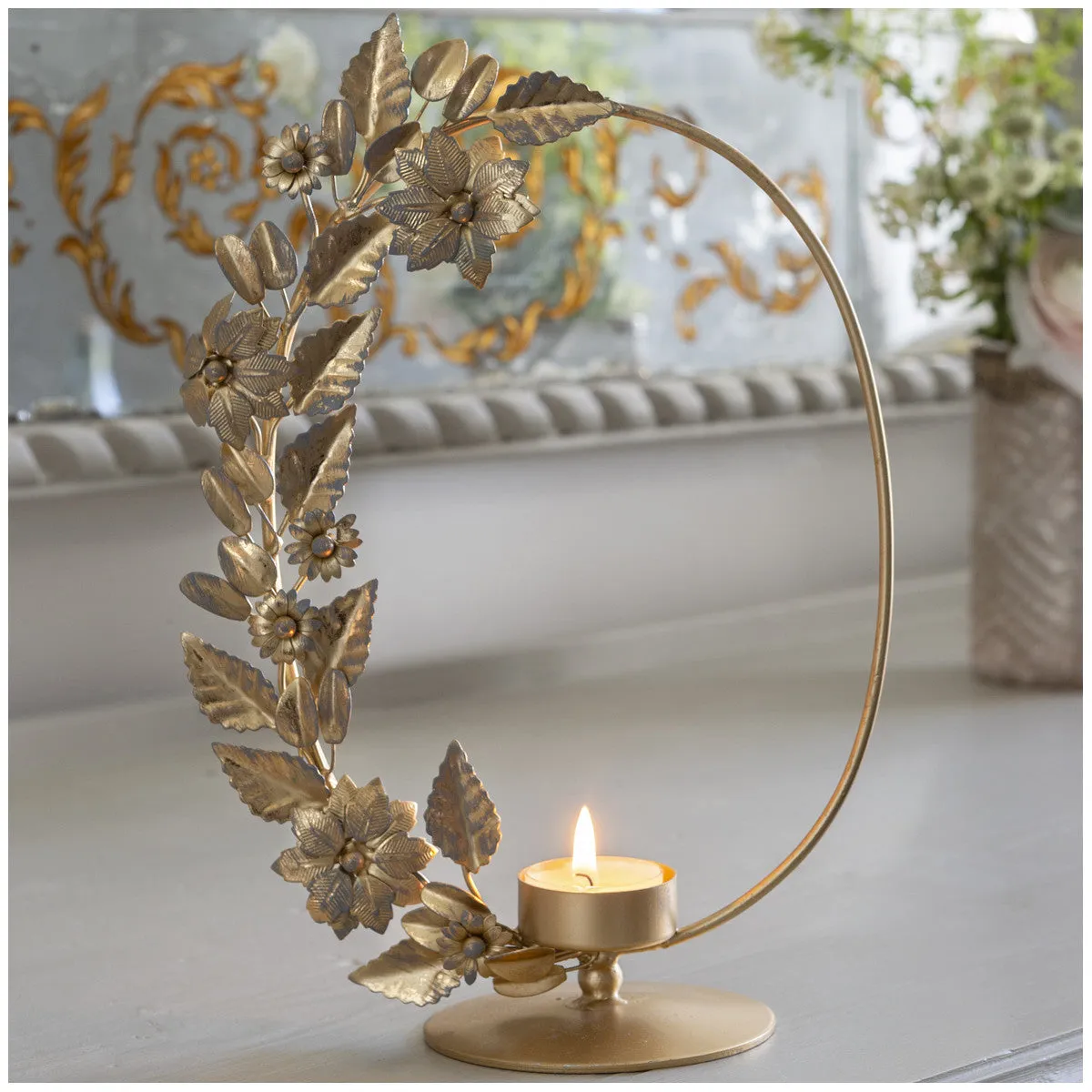 Golden Oval Gold Candle Holder
