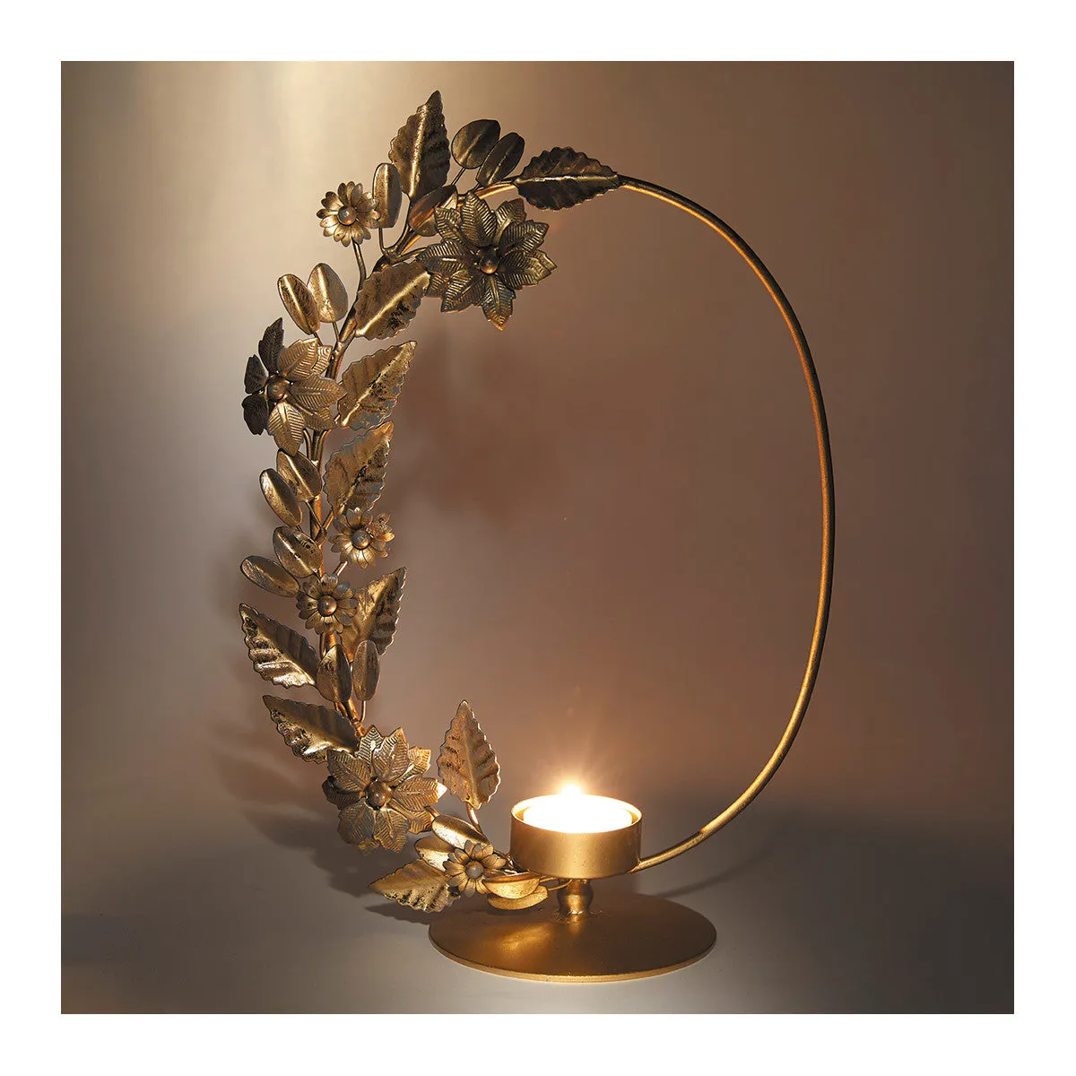 Golden Oval Gold Candle Holder