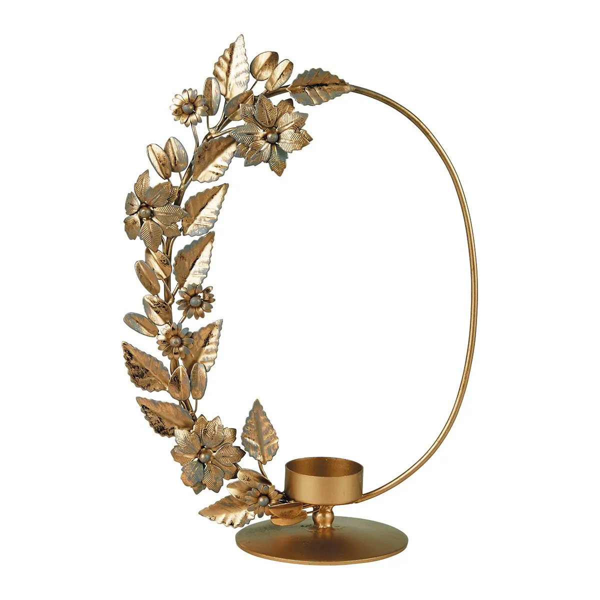 Golden Oval Gold Candle Holder