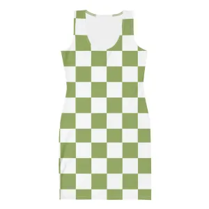 Green Chess Pattern - Inspired By Zendaya - Sustainably Made Bodycon dress