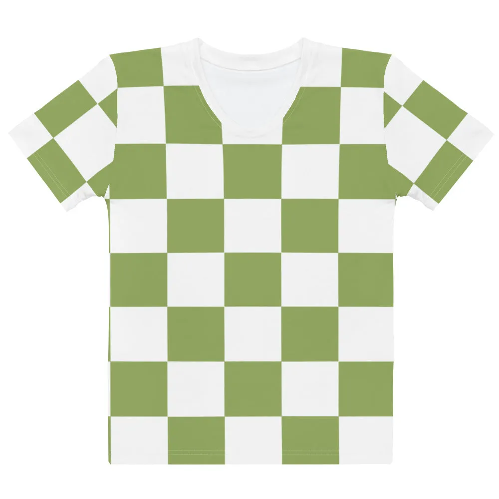 Green Chess Pattern - Inspired By Zendaya - Sustainably Made Women’s Short Sleeve Tee