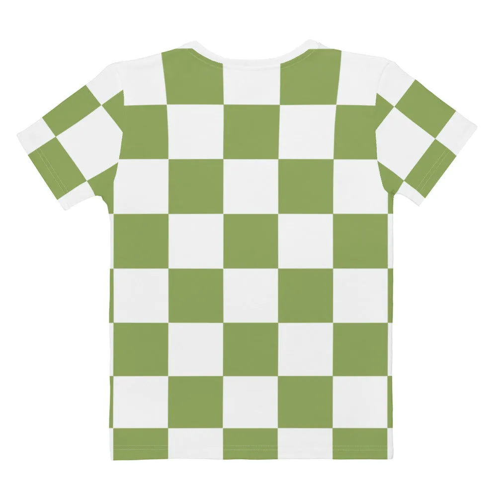 Green Chess Pattern - Inspired By Zendaya - Sustainably Made Women’s Short Sleeve Tee