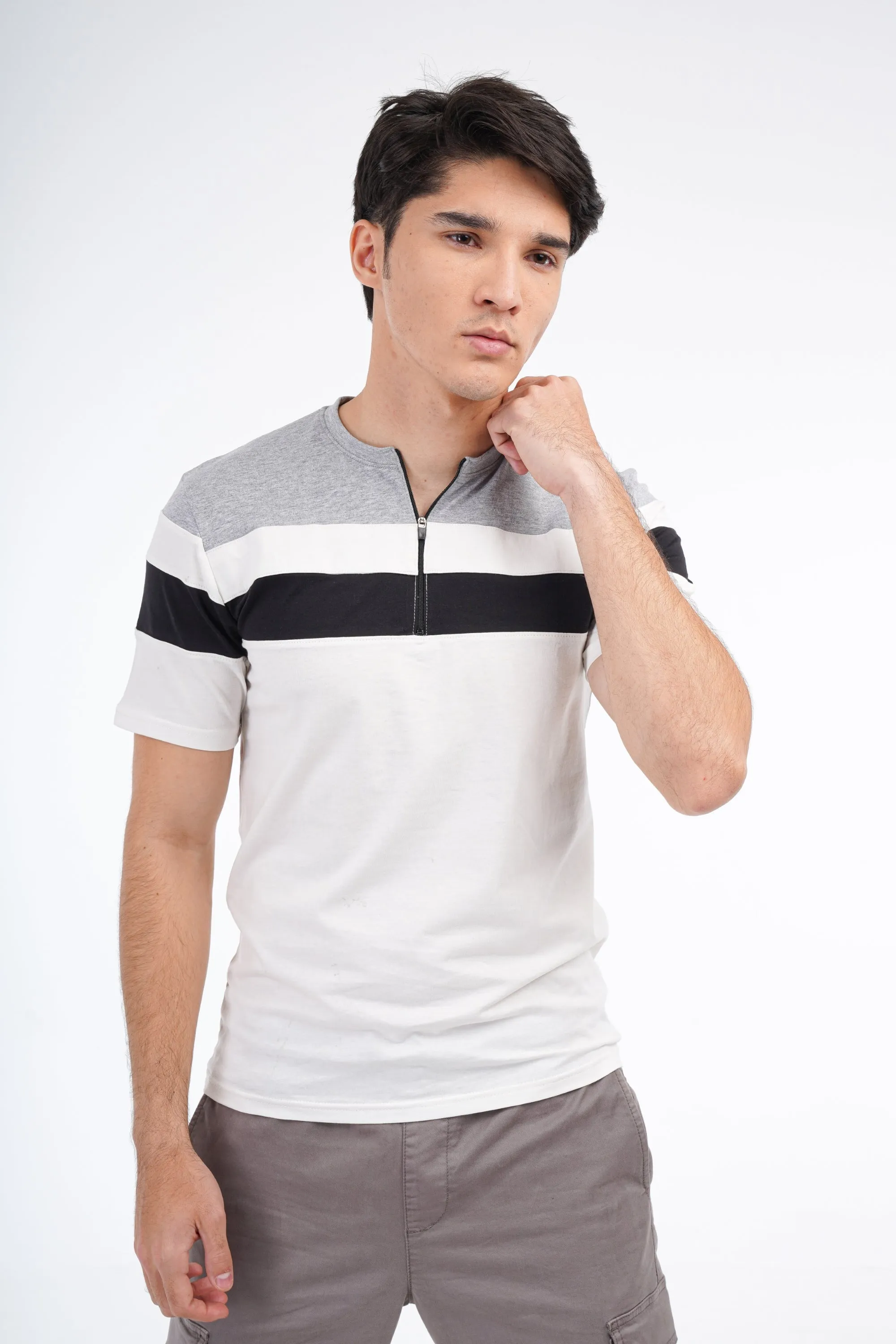 Grey Zipper T-Shirt