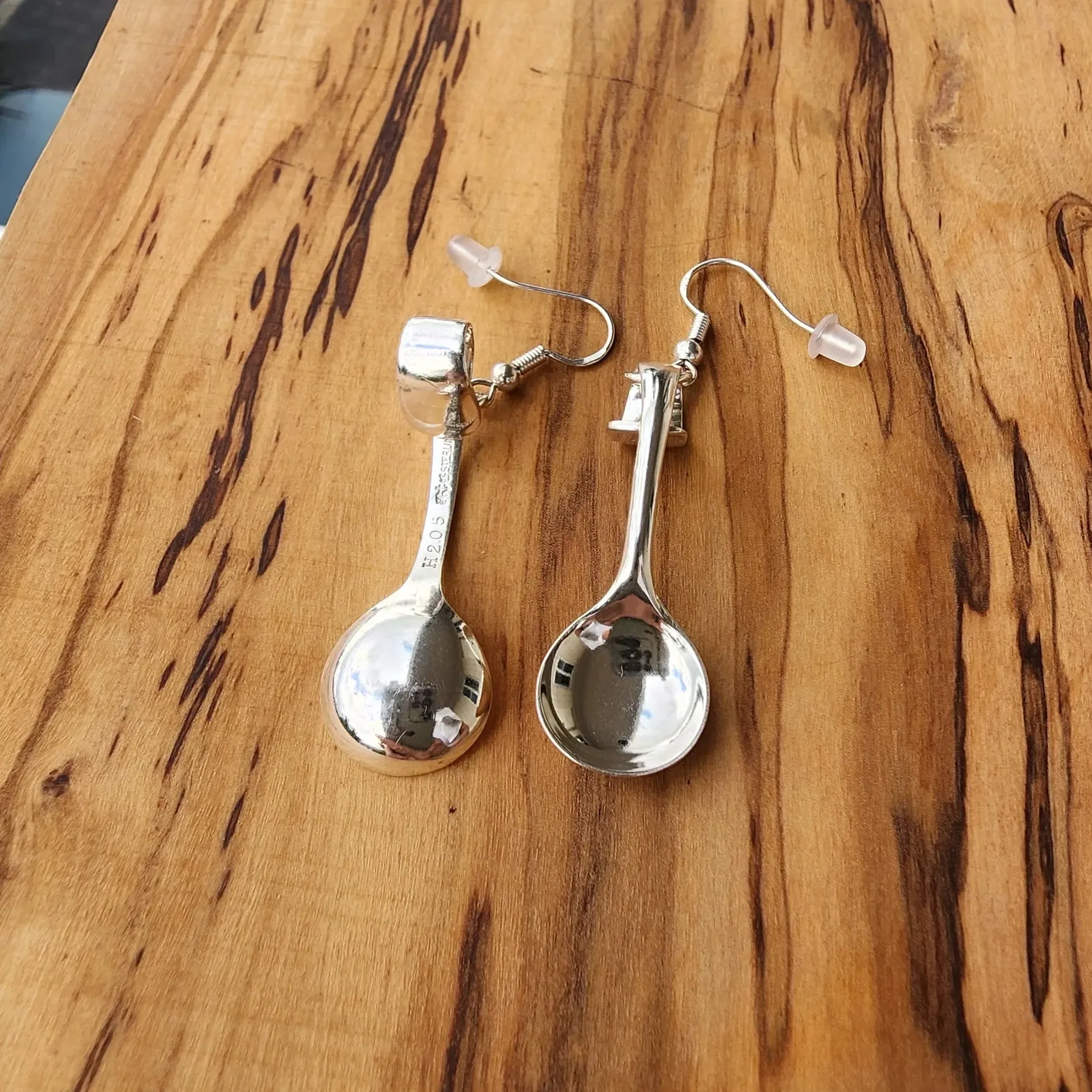 Handmade Mini Salt Spoon Earrings | Antique Gorham H205 Sterling Silver | Unique Vintage Jewelry