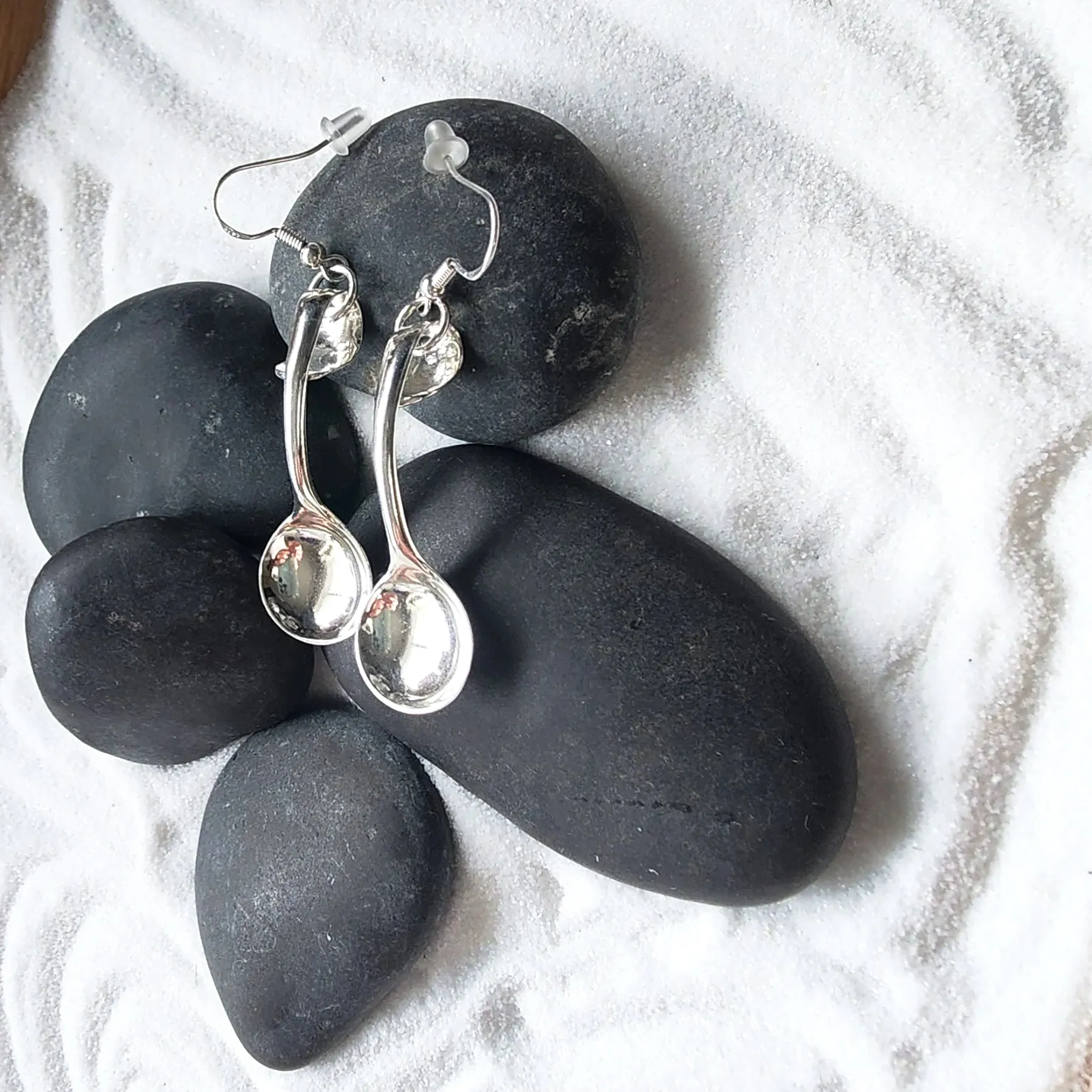 Handmade Mini Salt Spoon Earrings | Antique Gorham H205 Sterling Silver | Unique Vintage Jewelry