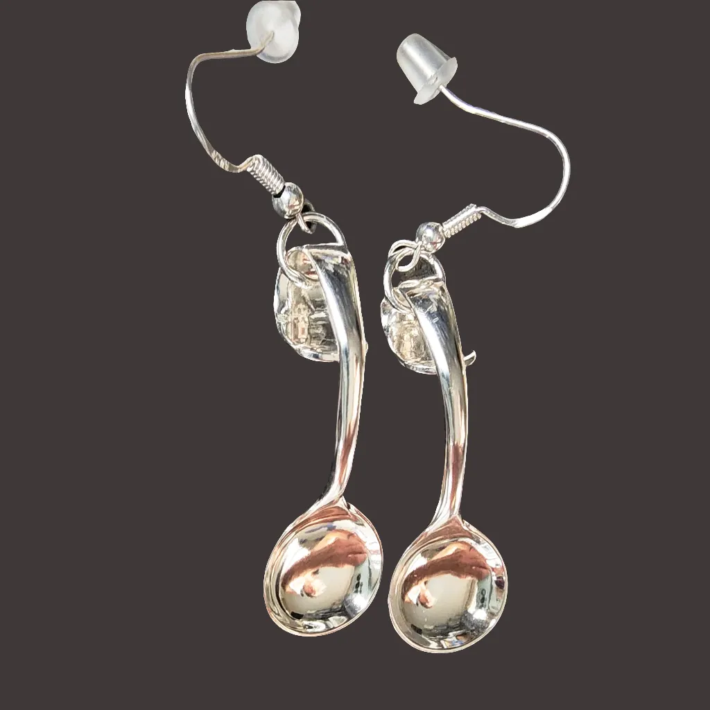 Handmade Mini Salt Spoon Earrings | Antique Gorham H205 Sterling Silver | Unique Vintage Jewelry