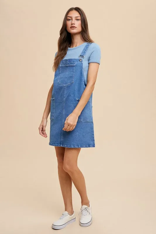 Hazel Blues® |  Annie Wear Wide Strap Denim Overall Dress with Pockets
