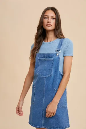 Hazel Blues® |  Annie Wear Wide Strap Denim Overall Dress with Pockets