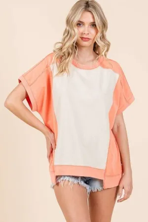 Hazel Blues® |  Mittoshop Oversized Color Block Short Sleeve T-Shirt