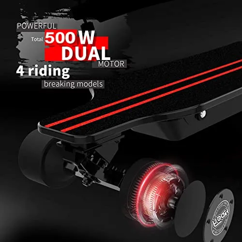 Hiboy S22 Electric Skateboard Dual Brushless Motor Longboard with 18.6MPH Top Speed, 12.5Miles Range and Remote Control for Commuters and College Students