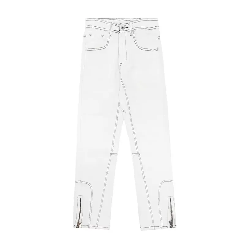 High Street Solid Color Slim Jeans