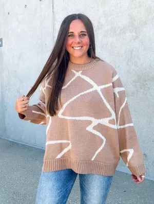 HIGH VOLTAGE SWEATER-TAN & WHITE