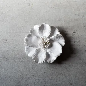 Home Artisan Peony Ceramic Flowers Wall Sculpture (White) - Large