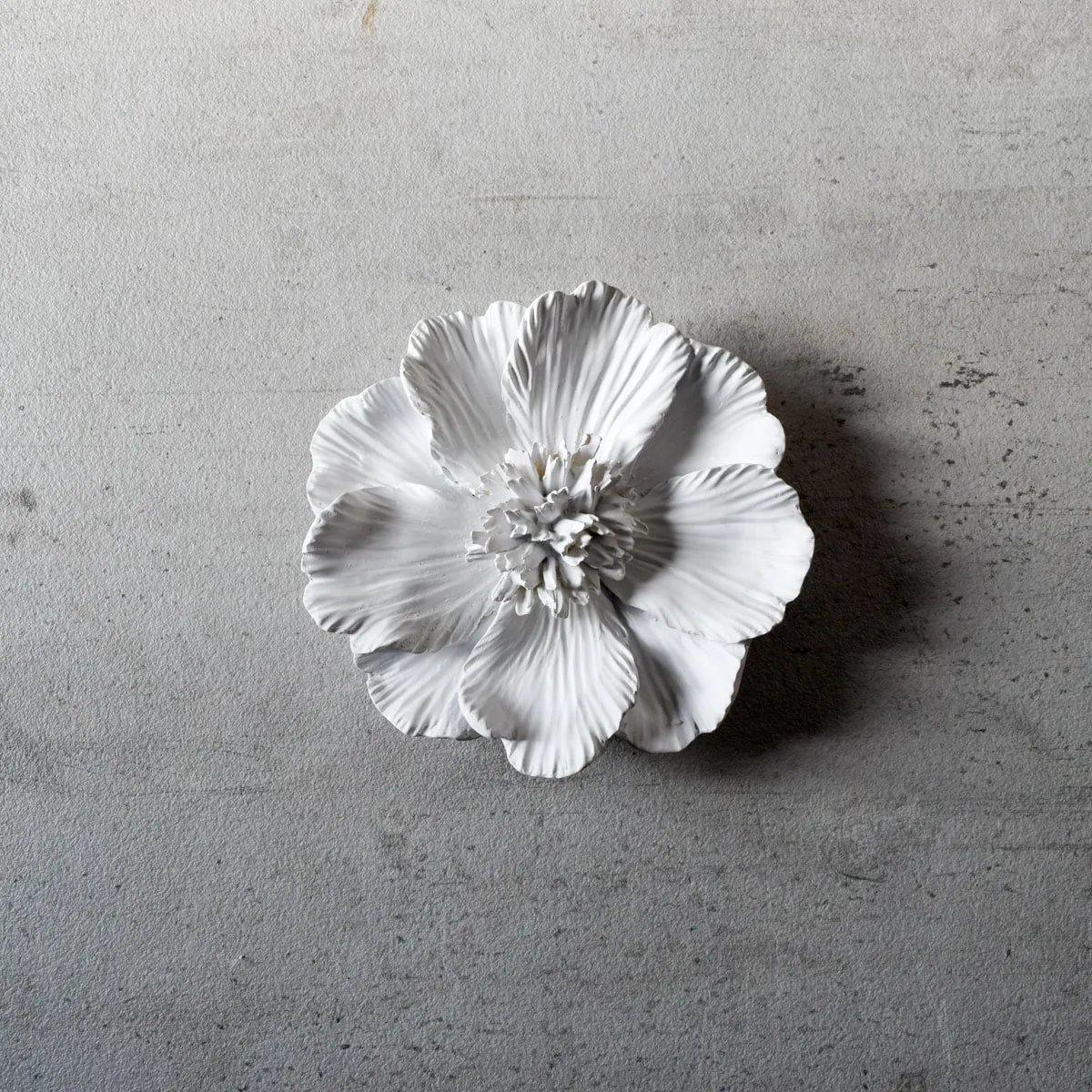 Home Artisan Peony Ceramic Flowers Wall Sculpture (White) - Small