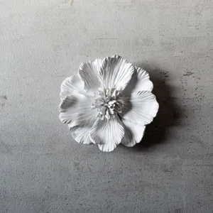 Home Artisan Peony Ceramic Flowers Wall Sculpture (White) - Small