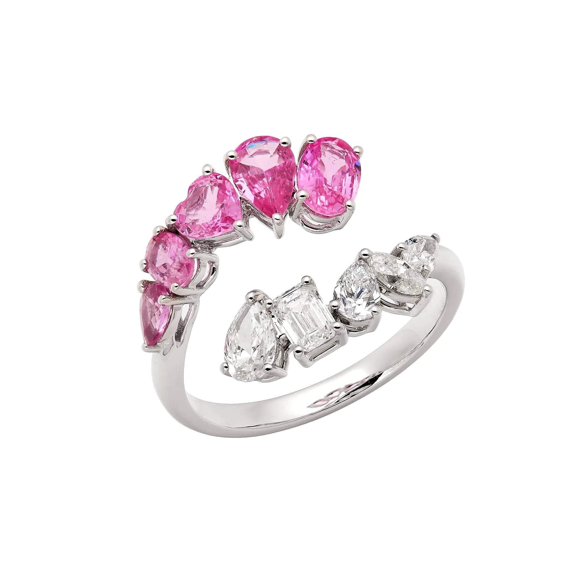 Honeysuckle Wrap Ring in Pink Sapphire and Diamond