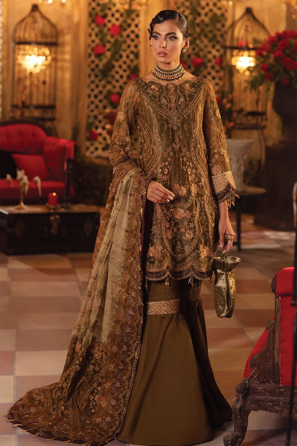 IMC-07 GOLDEN DAYS-3PC |  Iznik Meraki Luxury Chiffon Collection 2021 | Unstitched Embroidered Luxury Chiffon Suits