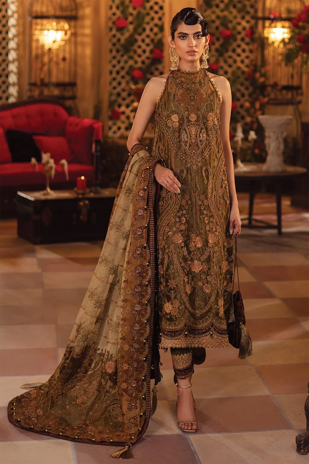 IMC-07 GOLDEN DAYS-3PC |  Iznik Meraki Luxury Chiffon Collection 2021 | Unstitched Embroidered Luxury Chiffon Suits