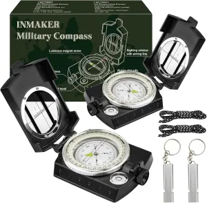 INMAKER Compass, Compass Hiking with Survival Whistle, Luminous Compass Gift for Kids, Apply to Outdoor Survival, Camping and Navigation