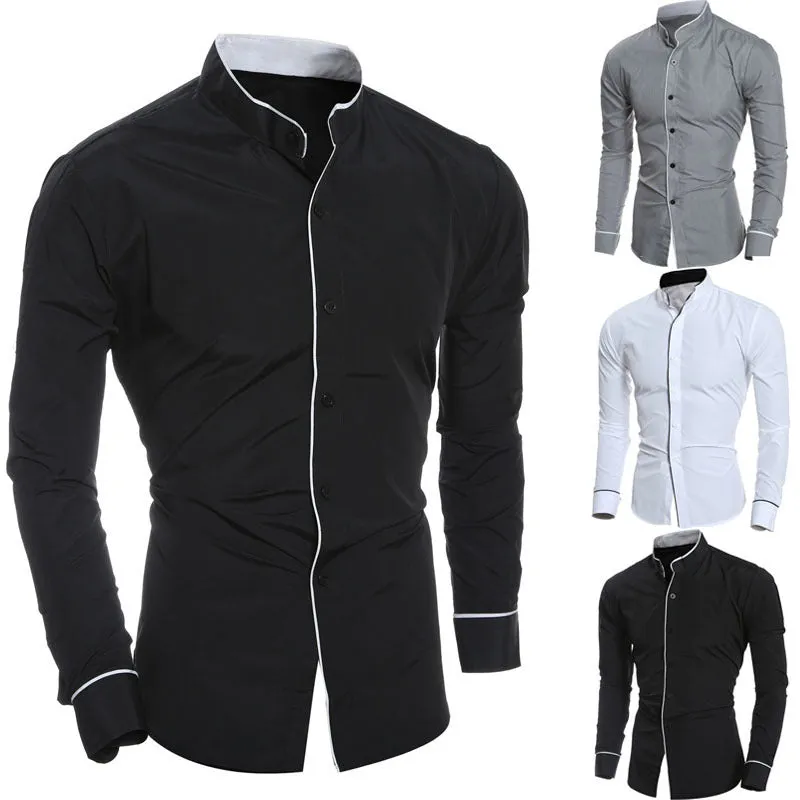 INSTOCK-simple casual Korean style slim long sleeve shirt